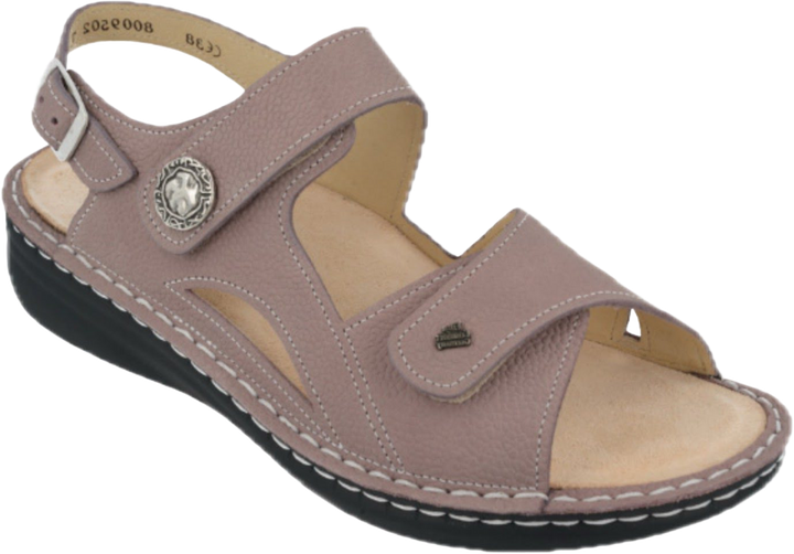 Quarter turn view Women's Finn Comfort Footwear style name Barbuda in color Rose Street. Sku: 02641-834108