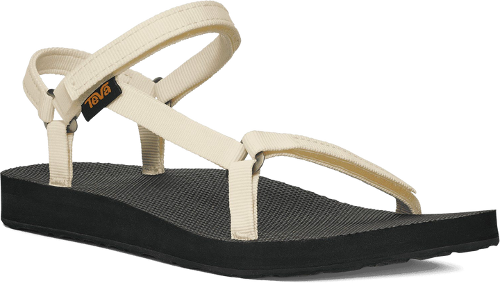 Quarter turn view Women's Teva Footwear style name Original Universal Slim in color White/ Black. Sku: 1150110-WBCK