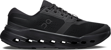 Quarter turn view Men's On Running Footwear style name Cloudrunner 3 Wide in color Black/ Black. Sku: 3MG10091043