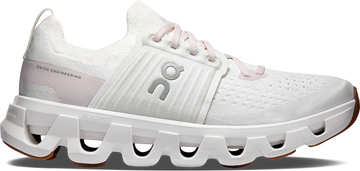 Quarter turn view Women's On Running Footwear style name Cloudswift 4 in color White/ Lily. Sku: 3WF10110975