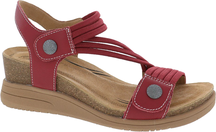 Quarter turn view Women's Birkenstock Footwear style name Saint in color Red. Sku: 4034600