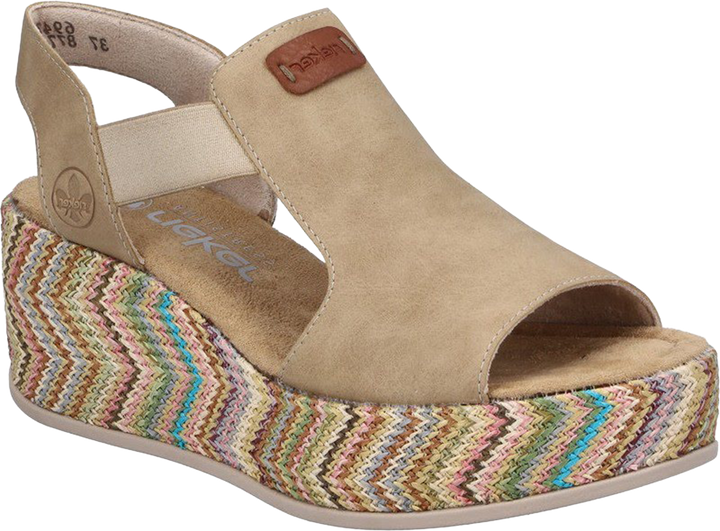 Quarter turn view Women's Rieker Footwear style name Rose 72 in color Marble/ Cayenne. Sku: 69472-60