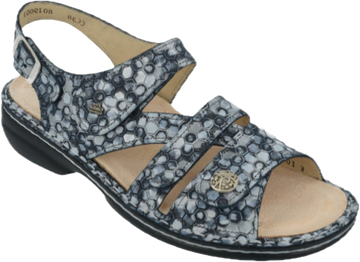 Quarter turn view Women's Finn Comfort Footwear style name Gomera-S in color Indigo Esandra. Sku: 82562-845210