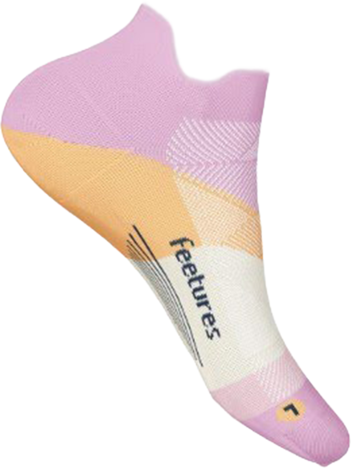 Quarter turn view Women's Feetures Sock style name Elite Ultra Light No Show in color Pink Citrus. Sku: E5514864