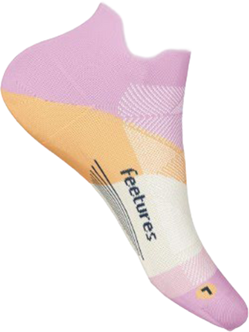 Quarter turn view Women's Feetures Sock style name Elite Ultra Light No Show in color Pink Citrus. Sku: E5514864